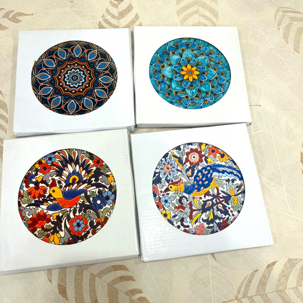 Set of 4 Colorful Mandala coasters